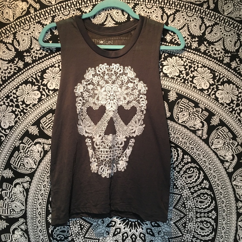 Lacy skull tank top